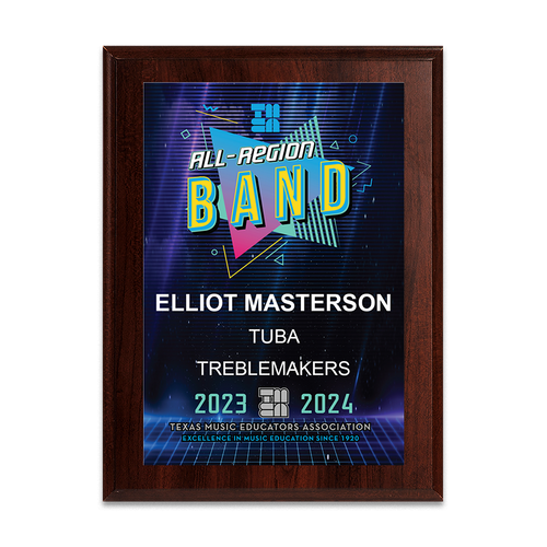 2023-2024 TMEA Region Band 6x8 Plaque