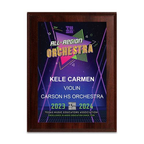 2023-2024 TMEA Region Orchestra 6x8 Plaque