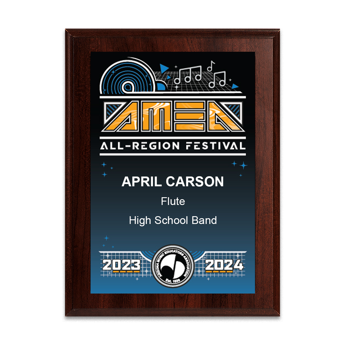2024 AMEA All-Region Festival 6x8 Plaque