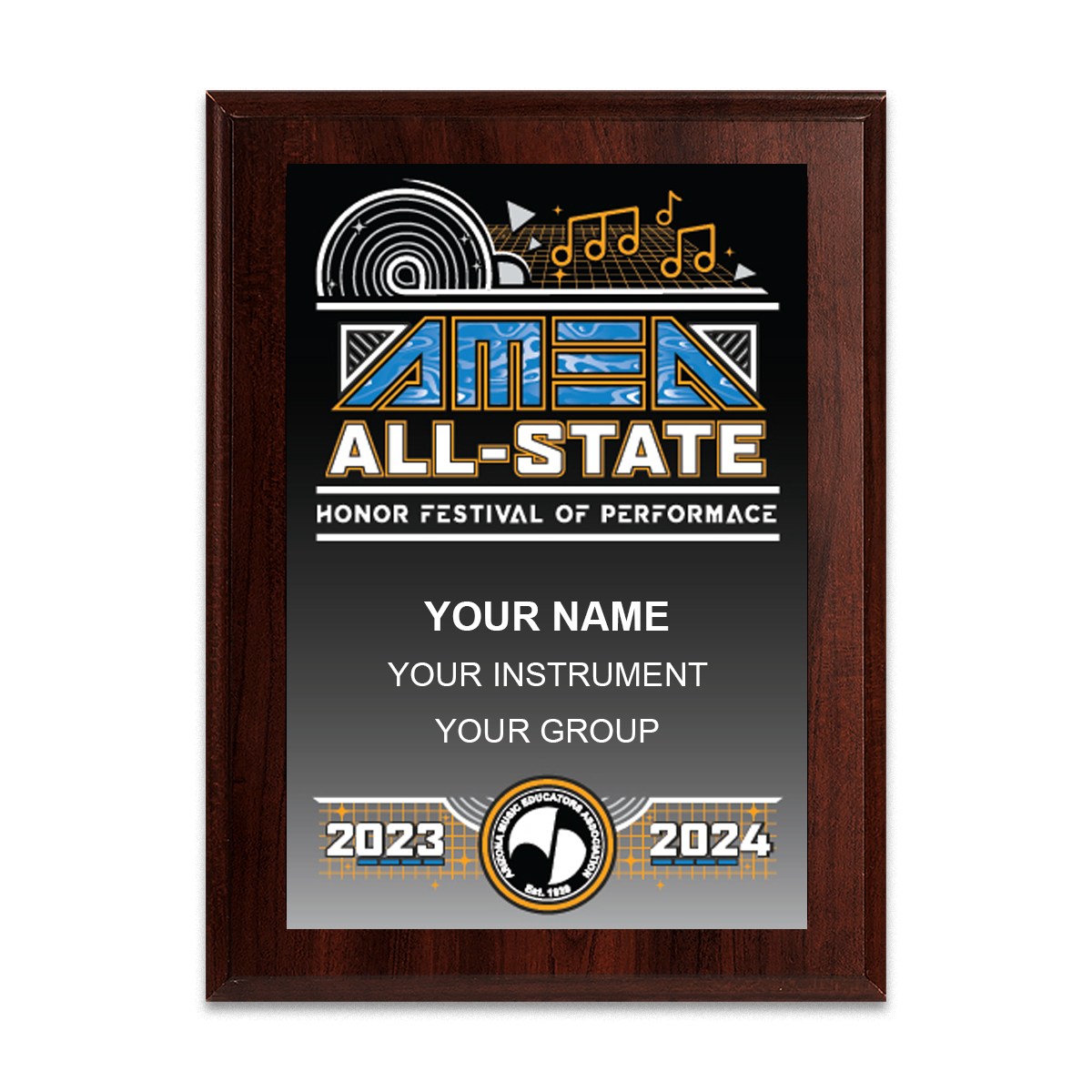 2024 AMEA Honor Festival All-State 8x10 Plaque