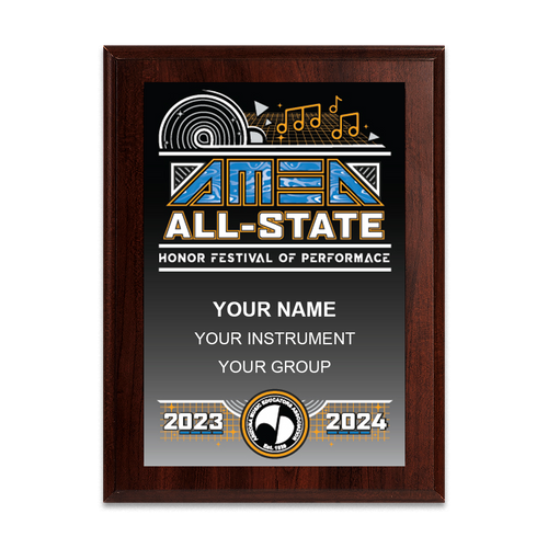 2024 AMEA Honor Festival All-State 8x10 Plaque