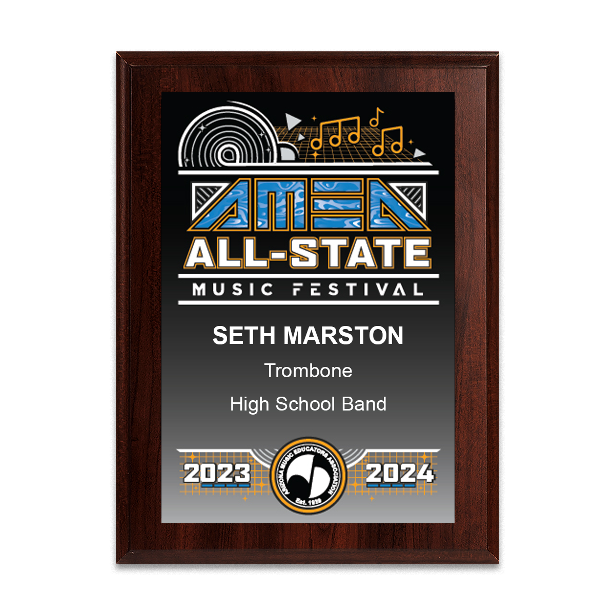 2024 AMEA All-State Music Festival 8x10 Plaque