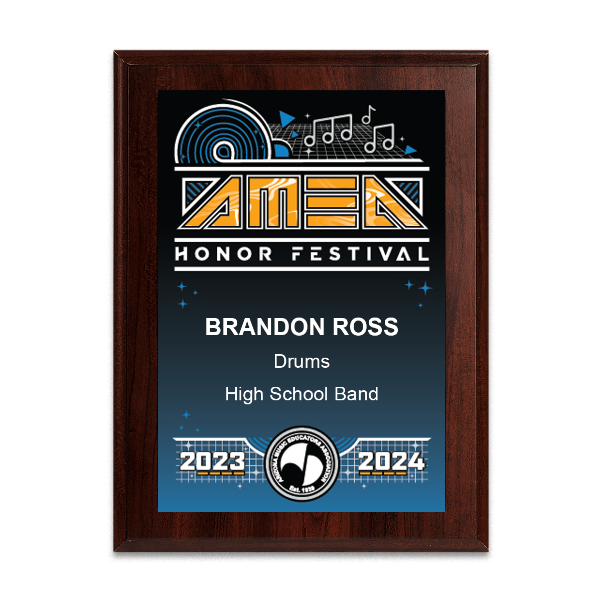 2024 AMEA Honor Festival 6x8 Plaque