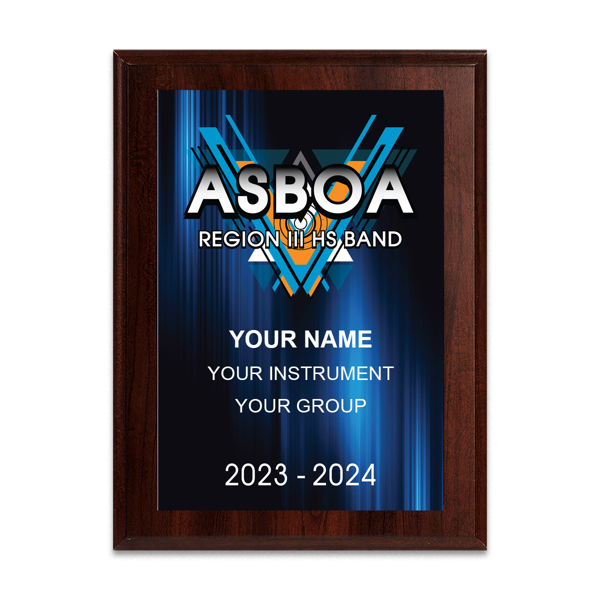 2024 ASBOA Region III HS Band 6x8 Plaque