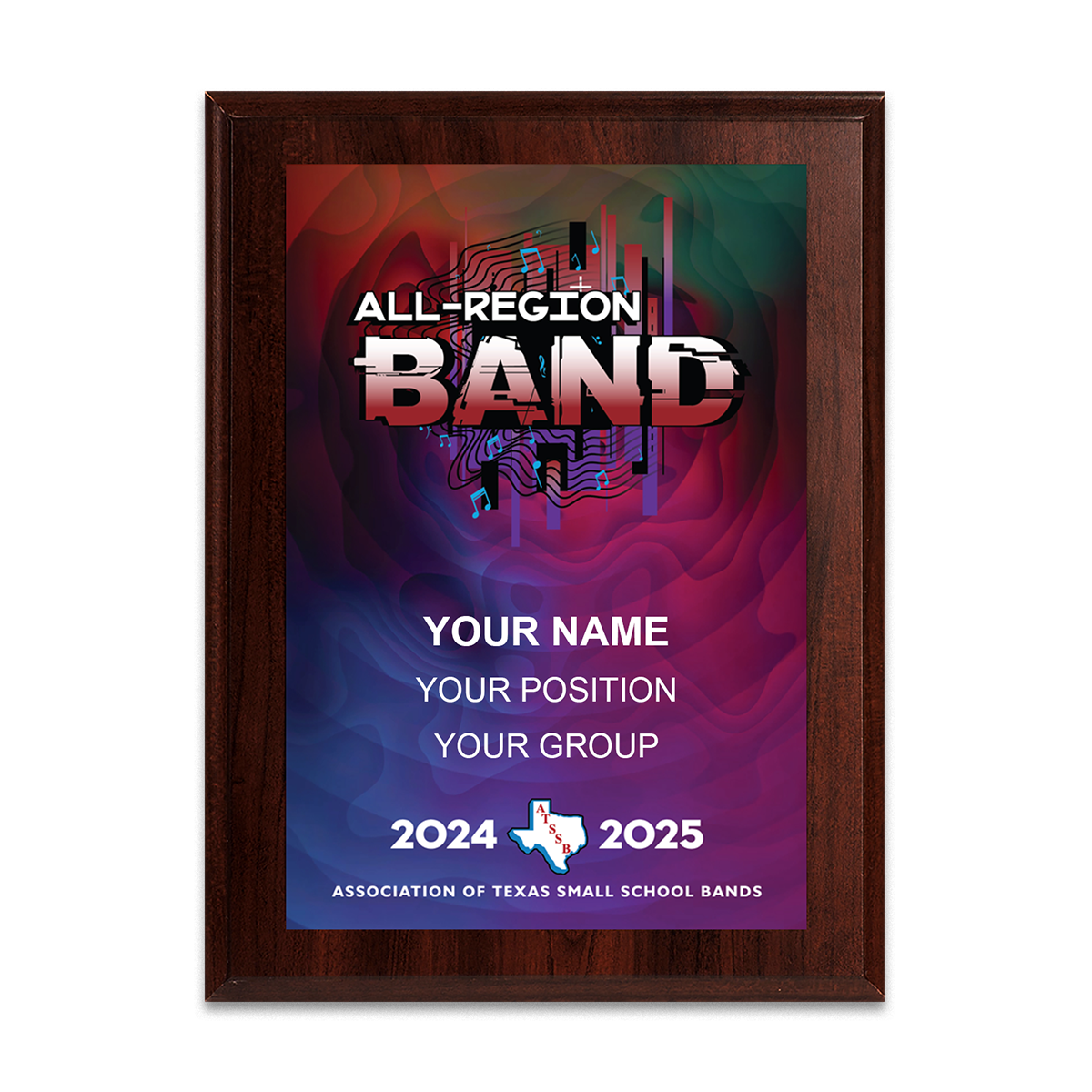 2024-2025 ATSSB All-Region Band 6x8 Plaque