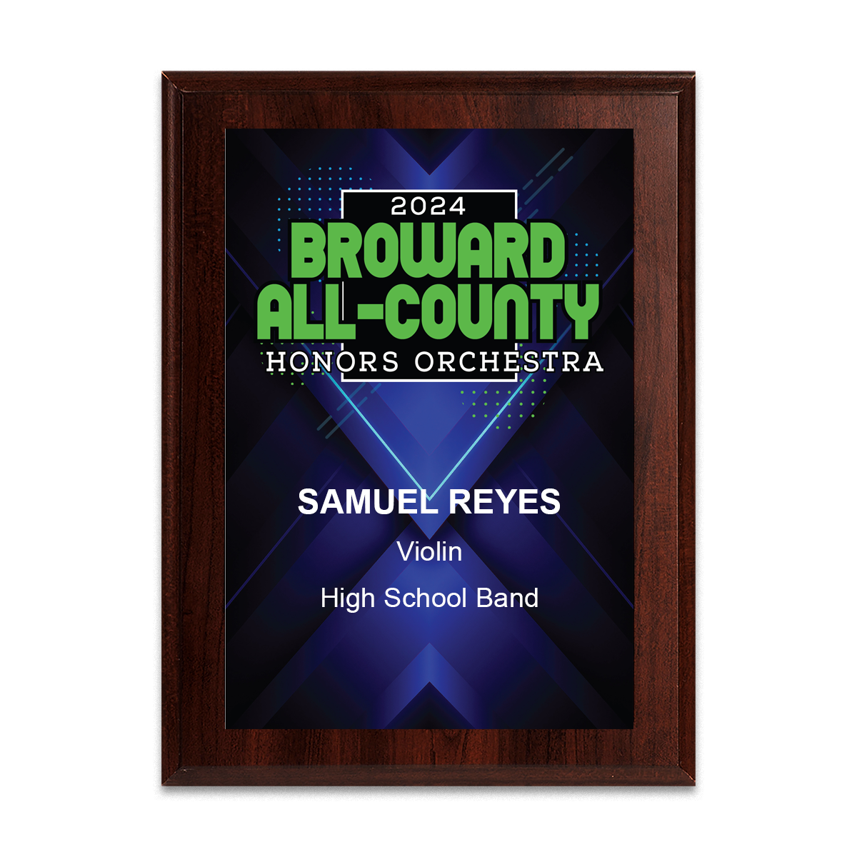 2024 Broward All-County Honors Orchestra 6x8 Plaque