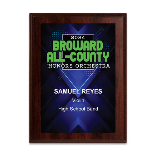 2024 Broward All-County Honors Orchestra 6x8 Plaque
