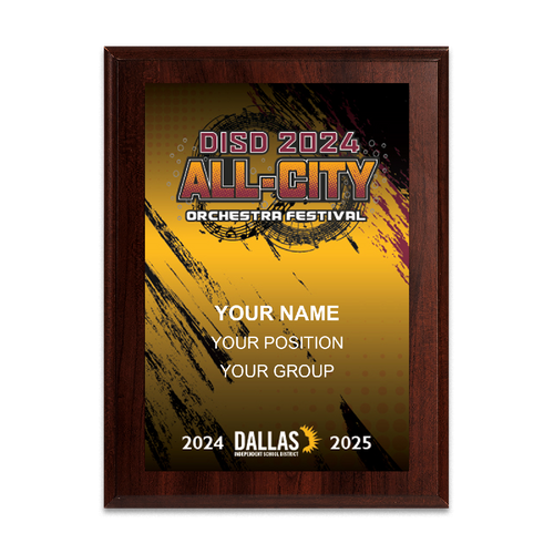 2024 DISD All-City Orchestra 6x8 Plaque