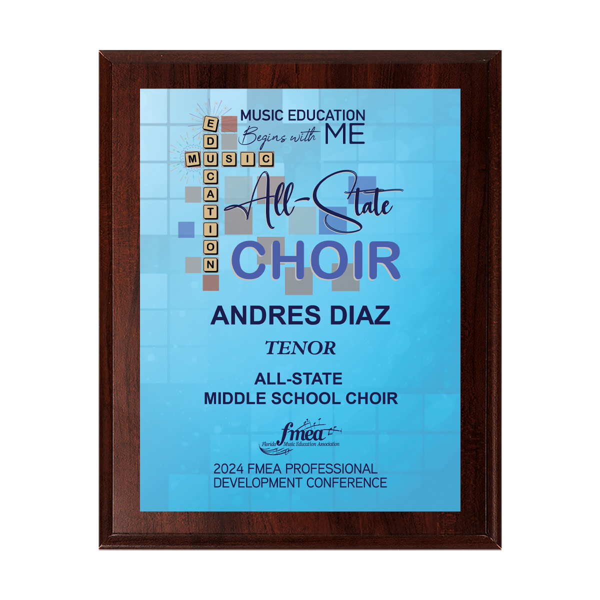 2024 FMEA All-State Chorus 8x10 Plaque