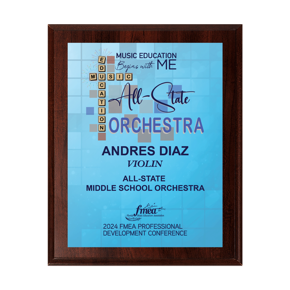 2024 FMEA All-State Orchestra 8x10 Plaque