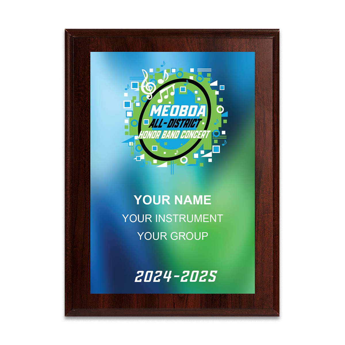 2025-2026 MEOBDA All-District Honor Concert 6x8 Plaque