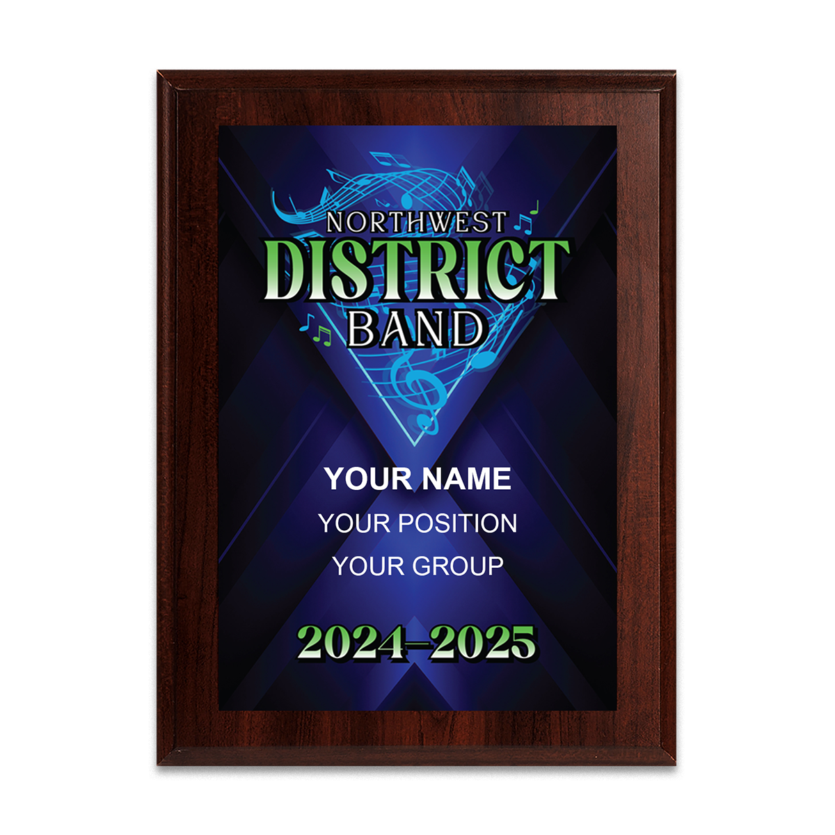 2024-2025 Northwest All-District Band 6x8 Plaque