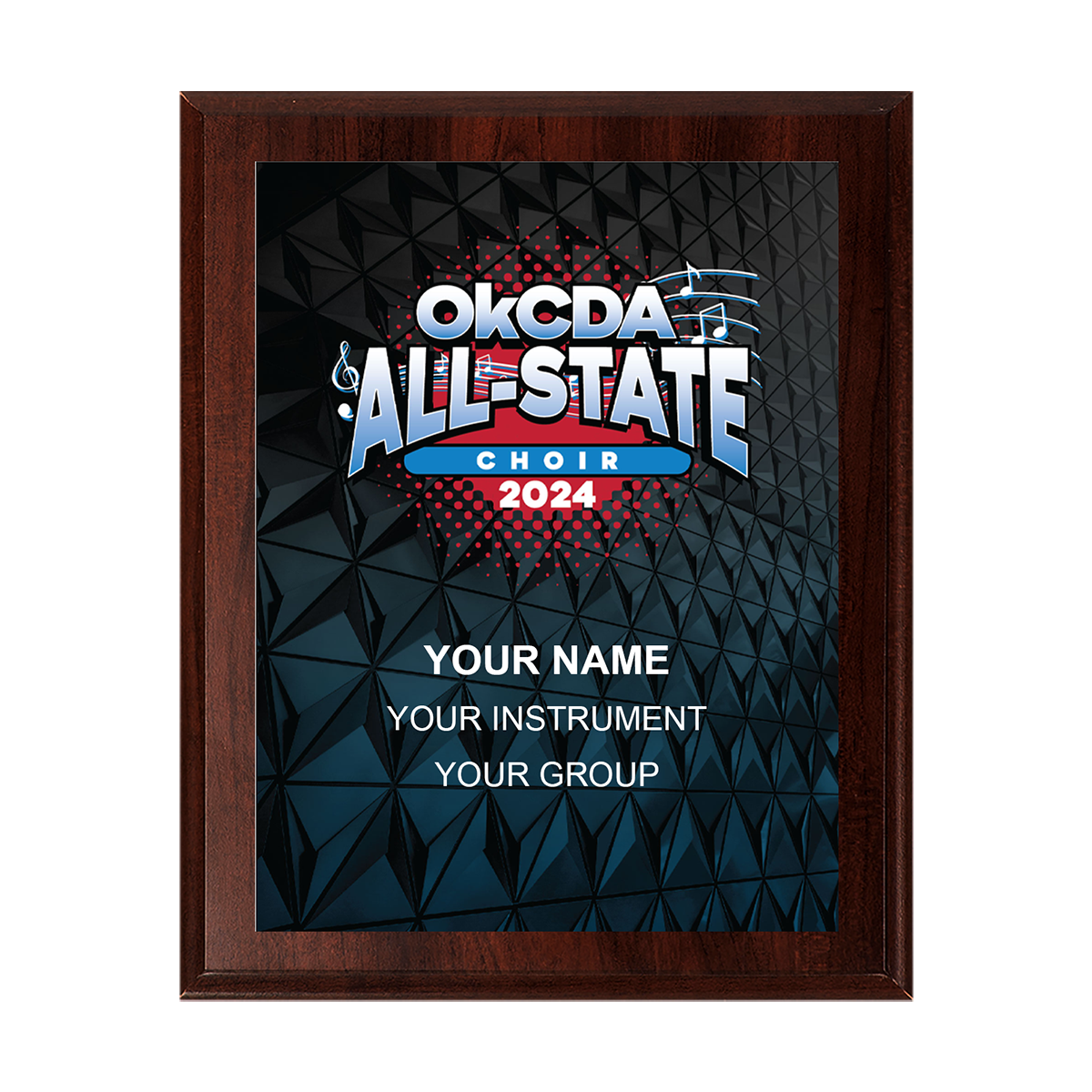 2024 Oklahoma Choral Directors Association All-State 8x10 Plaque