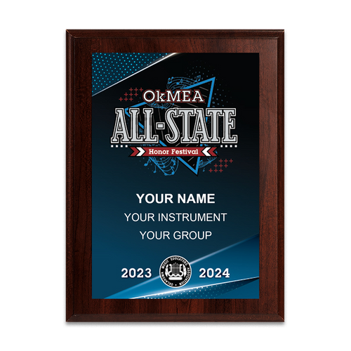 2023-2024 OkMEA All-State Honor Festival 8x10 Plaque