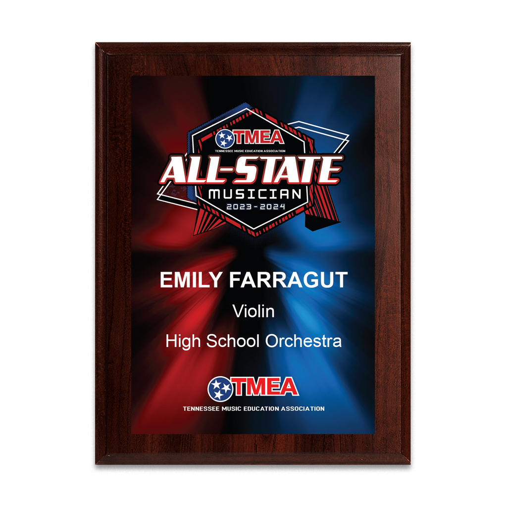 2024 TMEA (Tennessee) All-State  8x10 Plaque