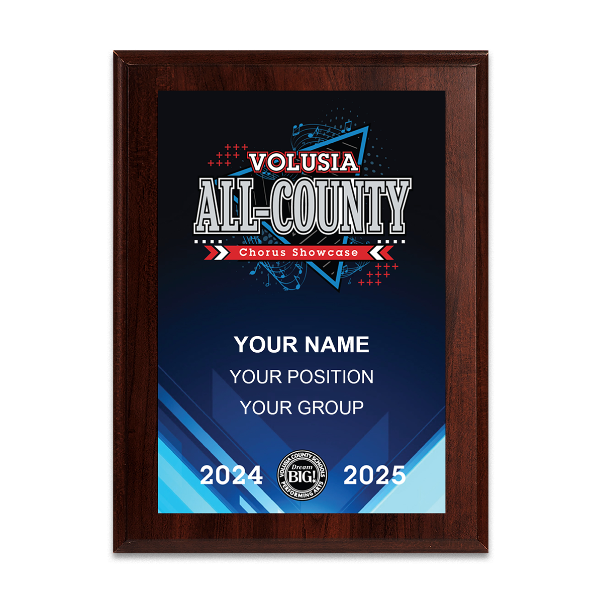 2024-2025 Volusia All County Chorus Showcase 6x8 Plaque
