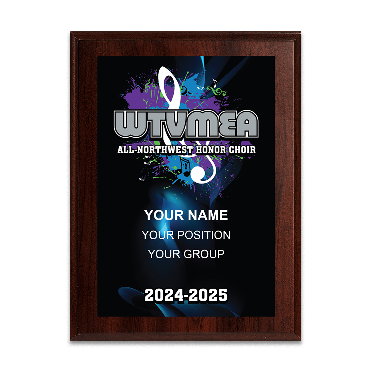 2024-2025 WTVMEA All Northwest Honor Choir 6x8 Plaque