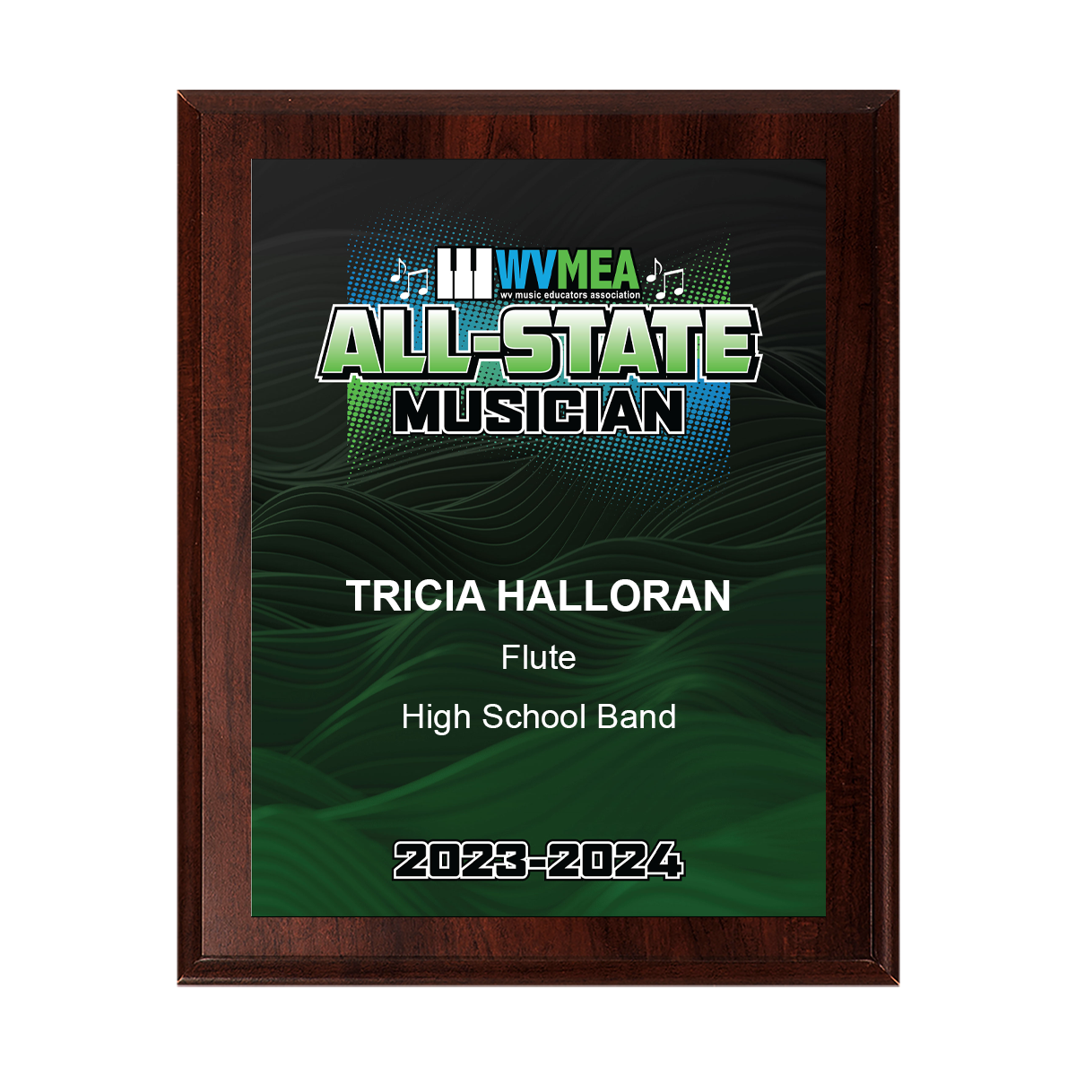 2024 WVMEA All-State 8x10 Plaque