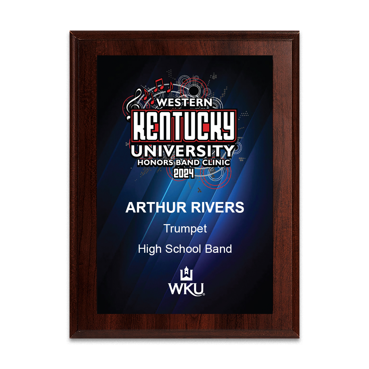 2024 Western Kentucky University Honors Band Clinic 6x8 Plaque