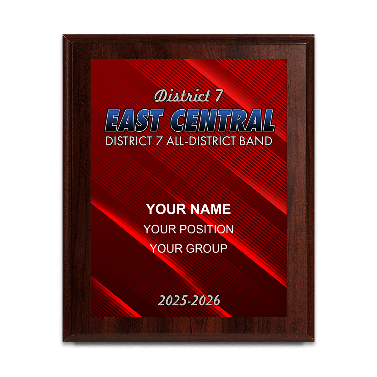 2025-2026 East Central District 7 Band 6x8 Plaque