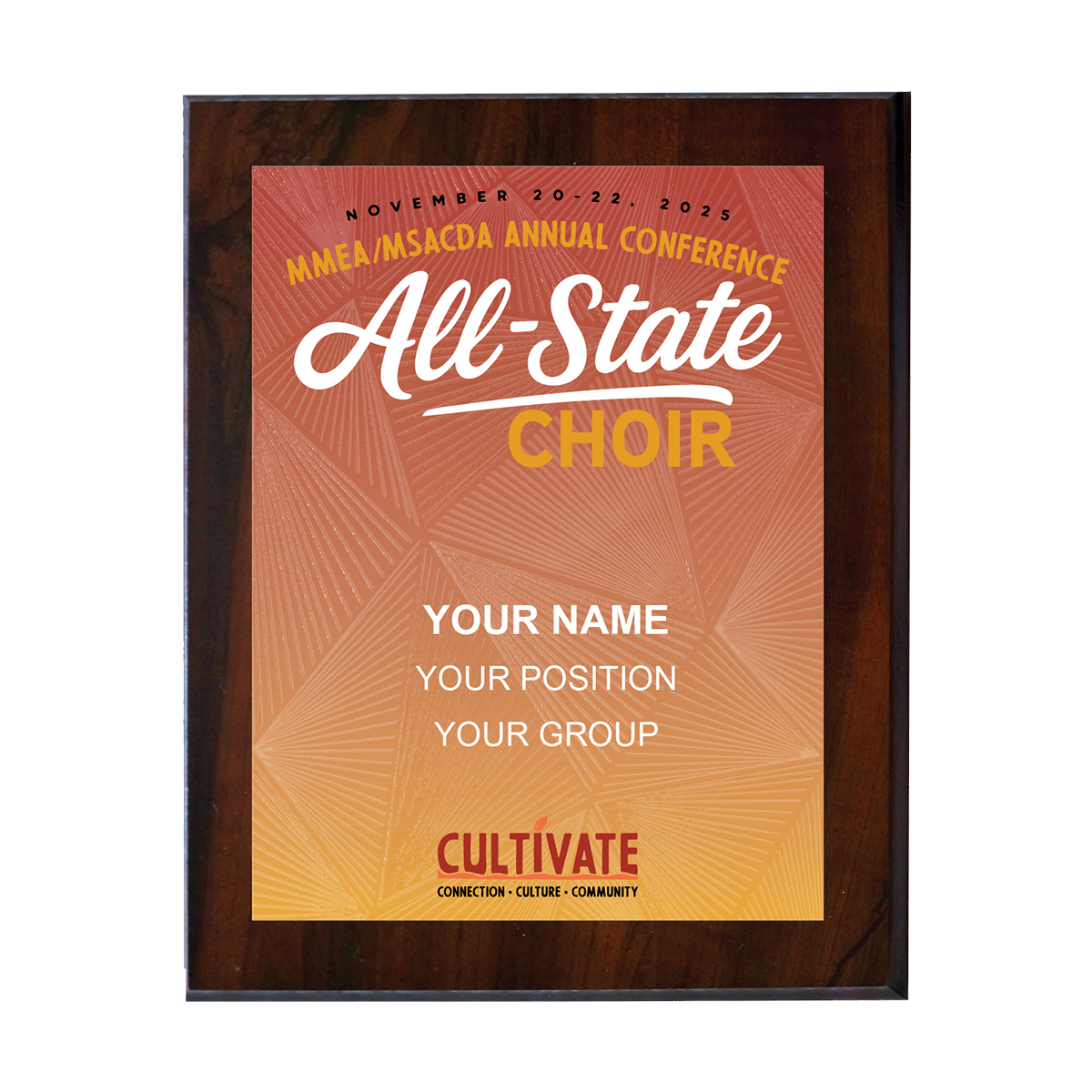2025-2026 MMEA All-State Choir 8x10 Plaque