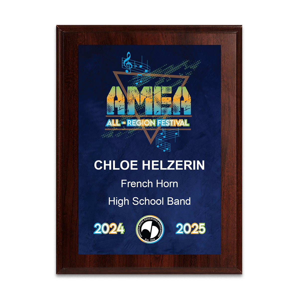 2025 AMEA Honor Festival 6x8 Plaque