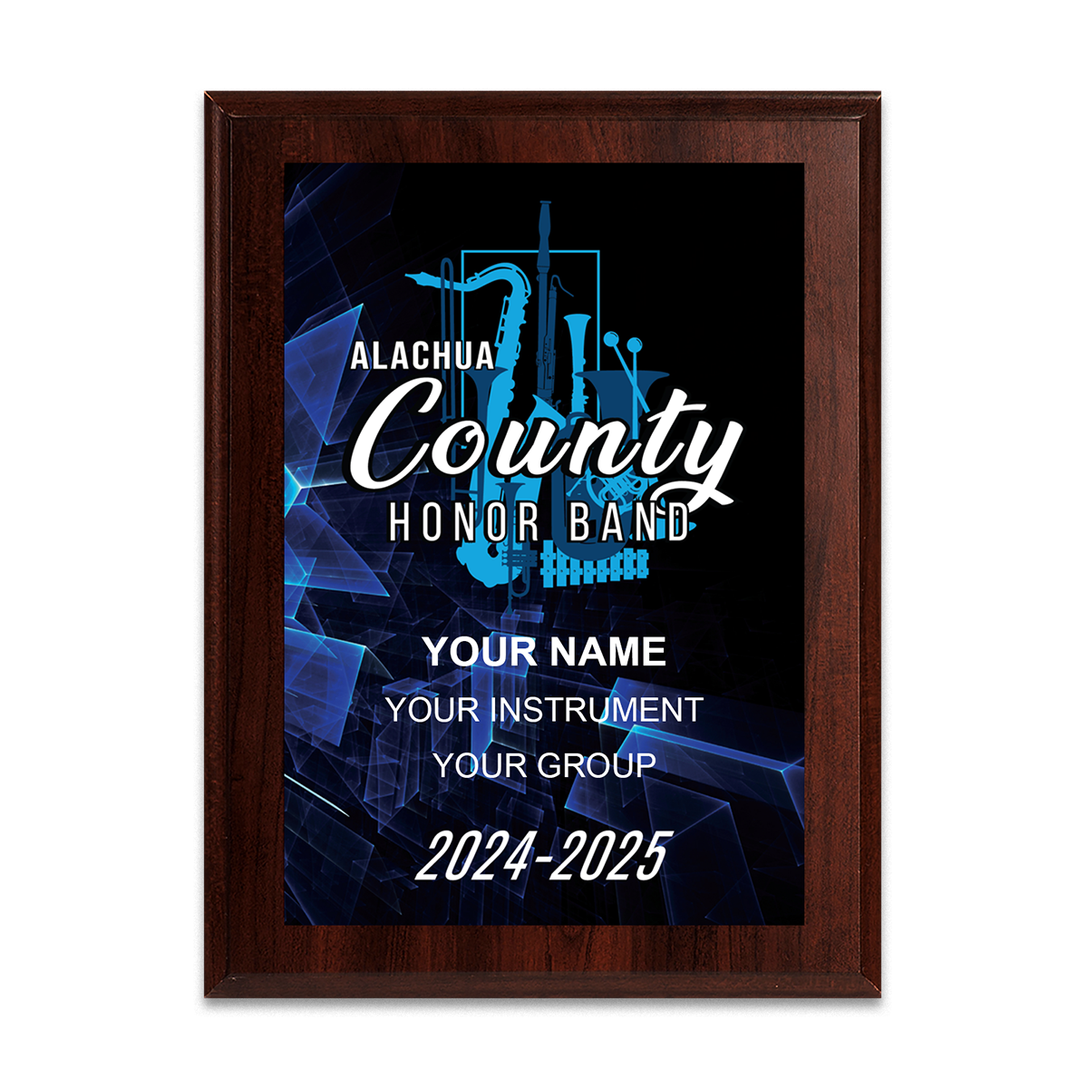 2025  Alachua County Honor Band 6x8 Plaque