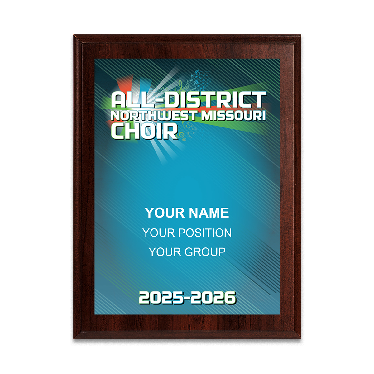 2025-2026 Northwest Missouri All-District Choir 6x8 Plaque