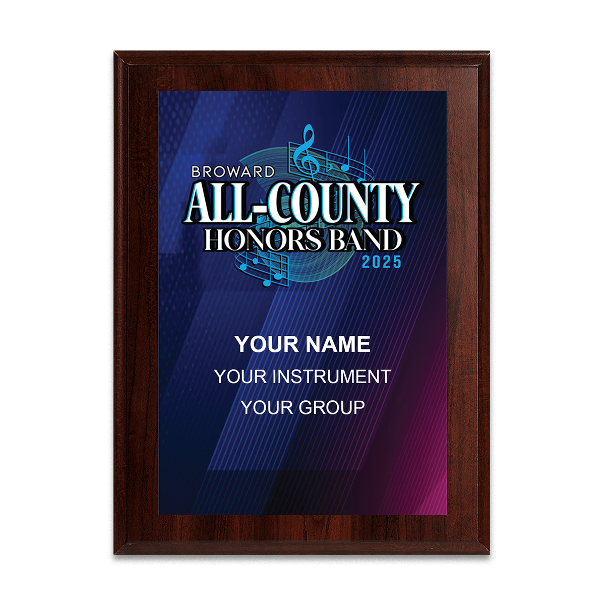 2025 Broward All-County Honor Band 6x8 Plaque