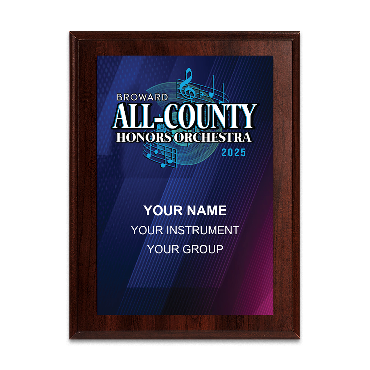 2025 Broward All-County Honors Orchestra 6x8 Plaque