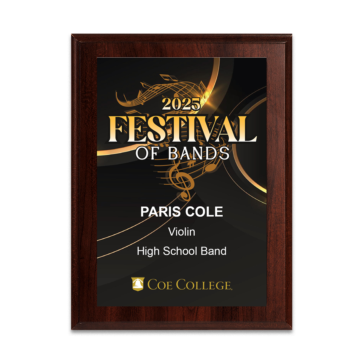 2025 Kanawha All-County Band Festival 6x8 Plaque