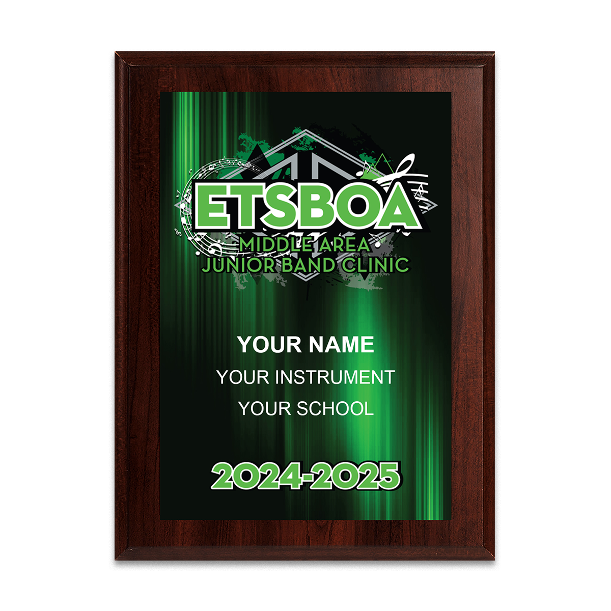 2024-2025 ETSBOA Middle Area Junior Band Clinic 6x8 Plaque