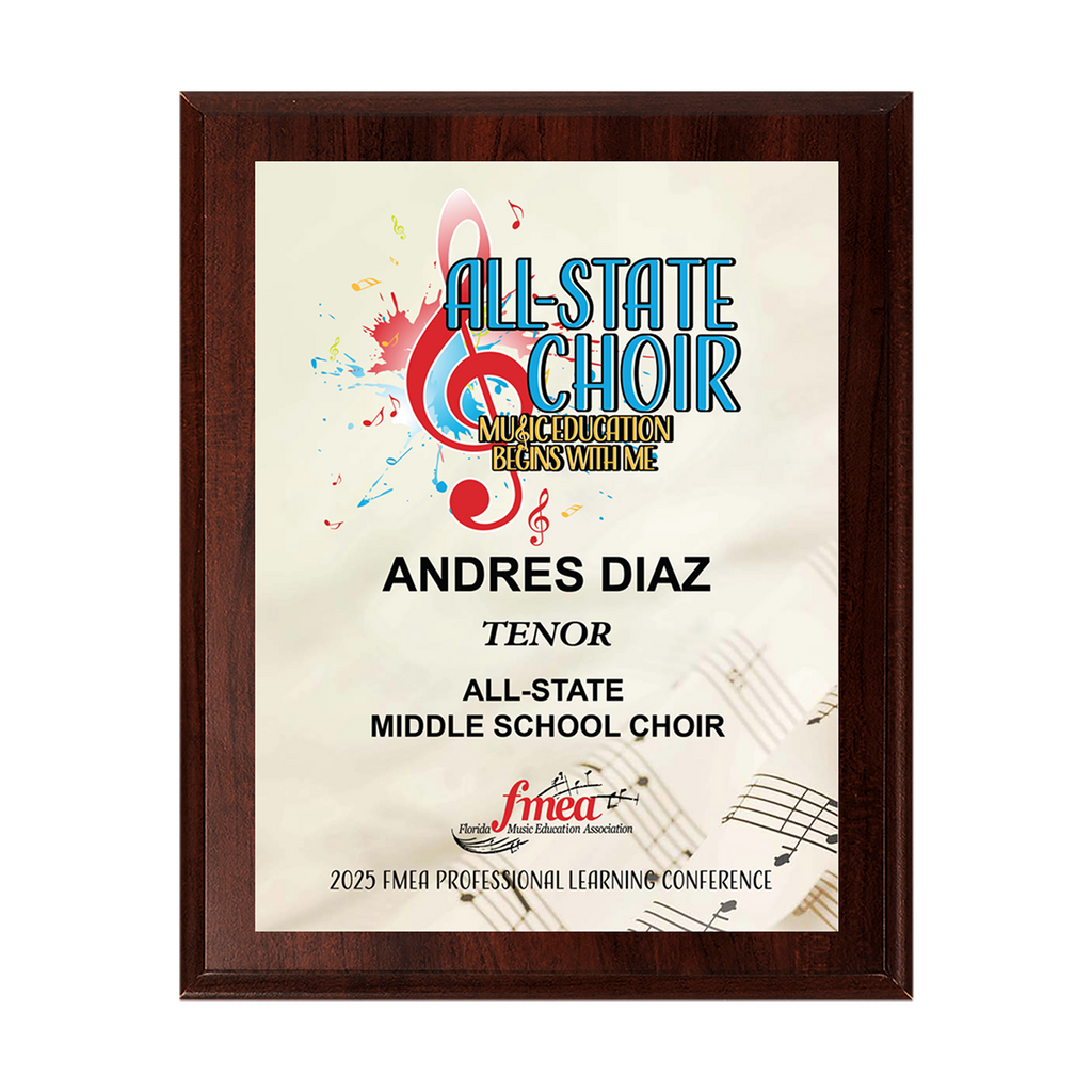 2024-2025 FMEA All-State 8x10 Plaque