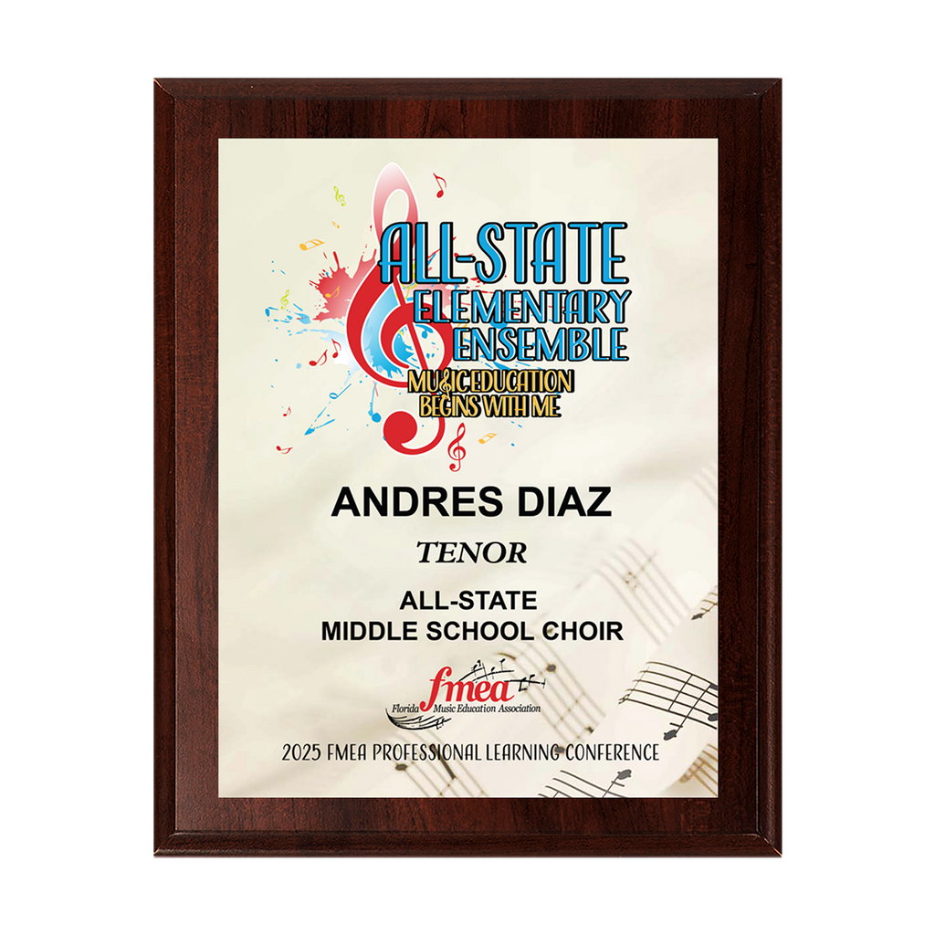 2024-2025 FMEA All-State 8x10 Plaque