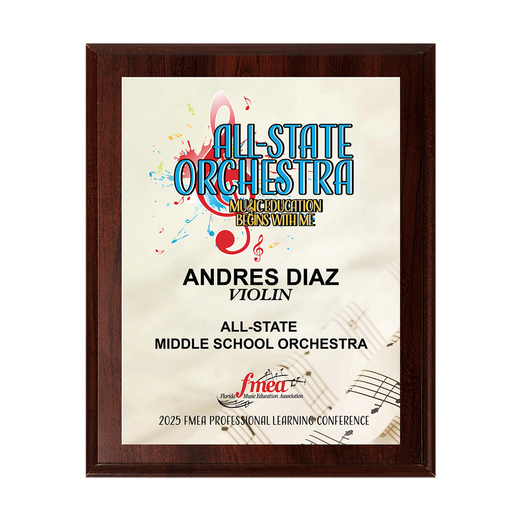 2024-2025 FMEA All-State 8x10 Plaque