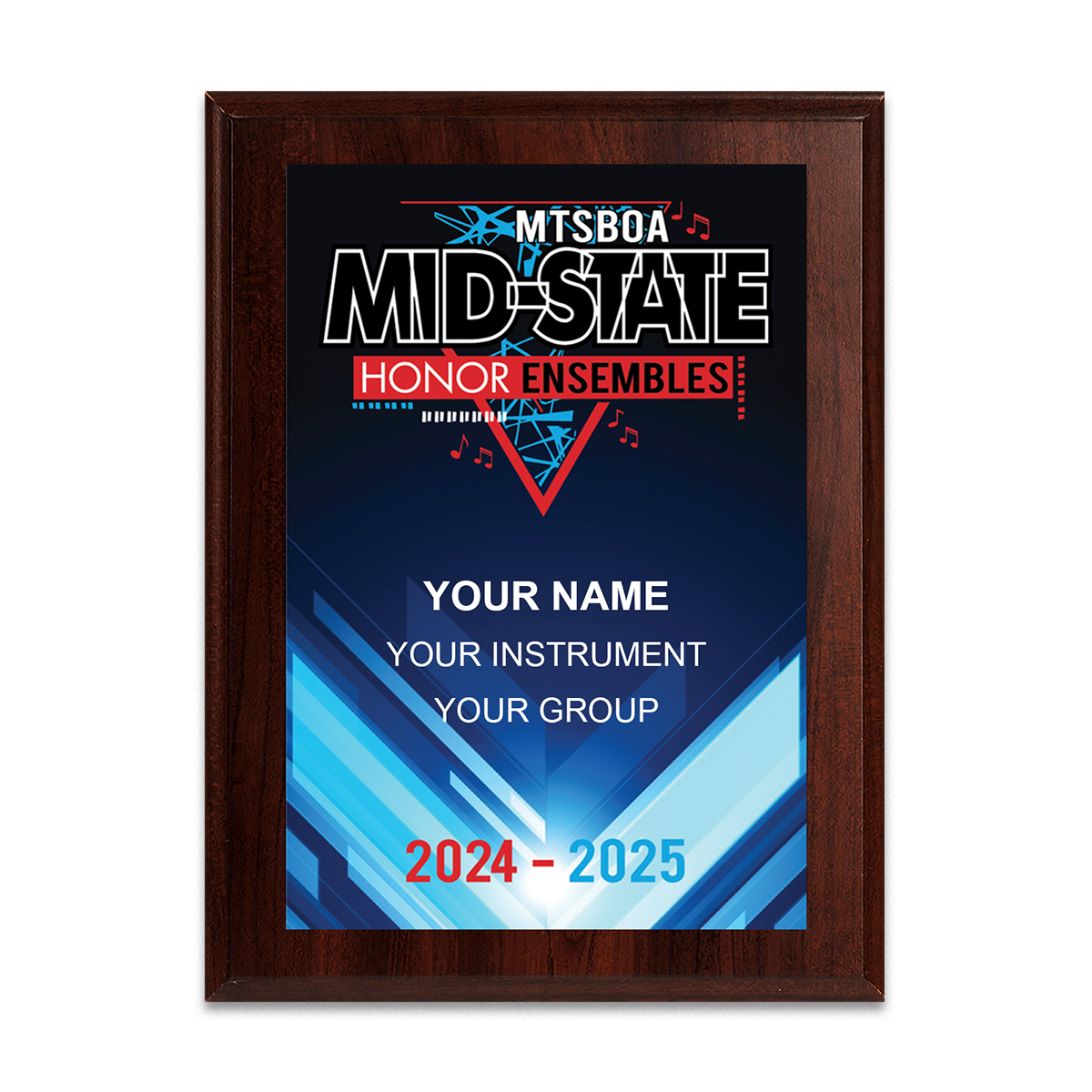 2024-2025 MTSBOA Mid-State Honor Ensembles 6x8 Plaque