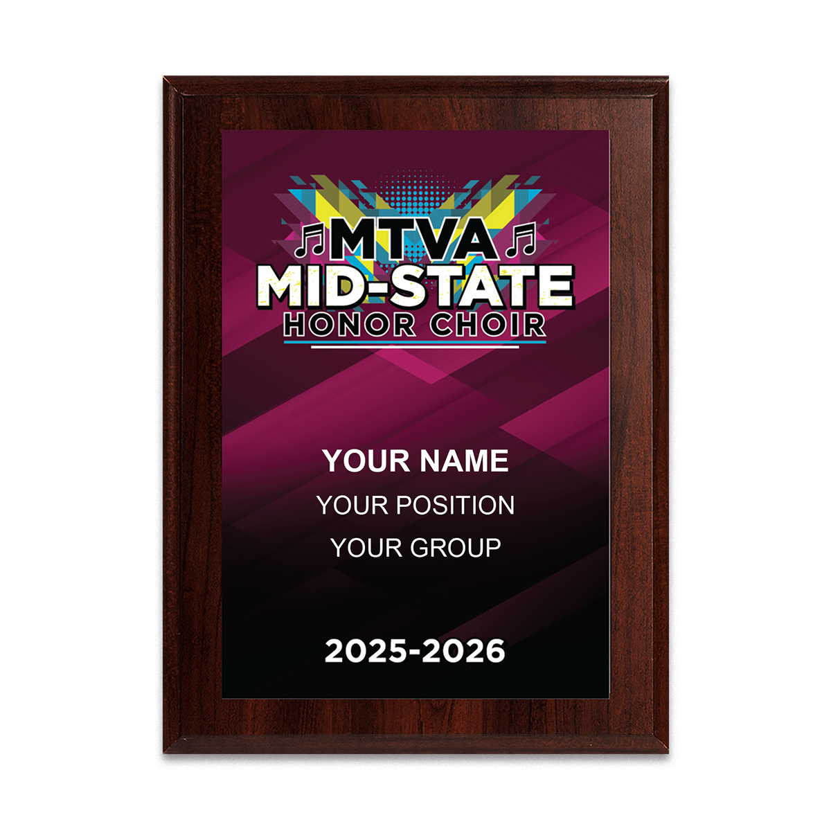 2025-2026 MTVA Mid-State Honor Choir 6x8 Plaque