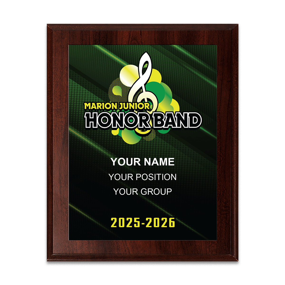2025-2026 Marion Junior Honor Band 6x8 Plaque