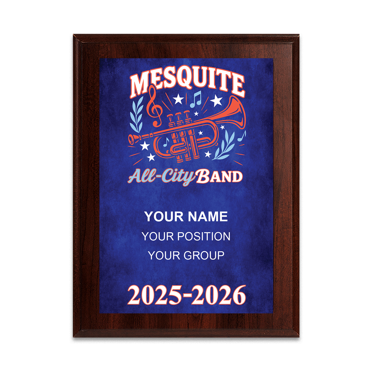2025-2026 Mesquite All-City Band 6x8 Plaque