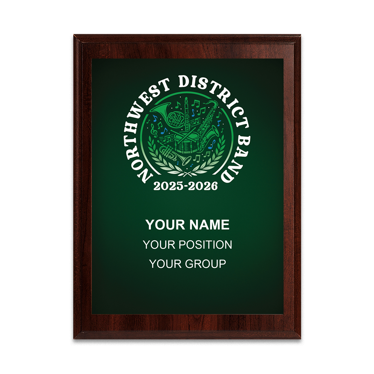 2025-2026 Northwest Missouri All-District Band 6x8 Plaque