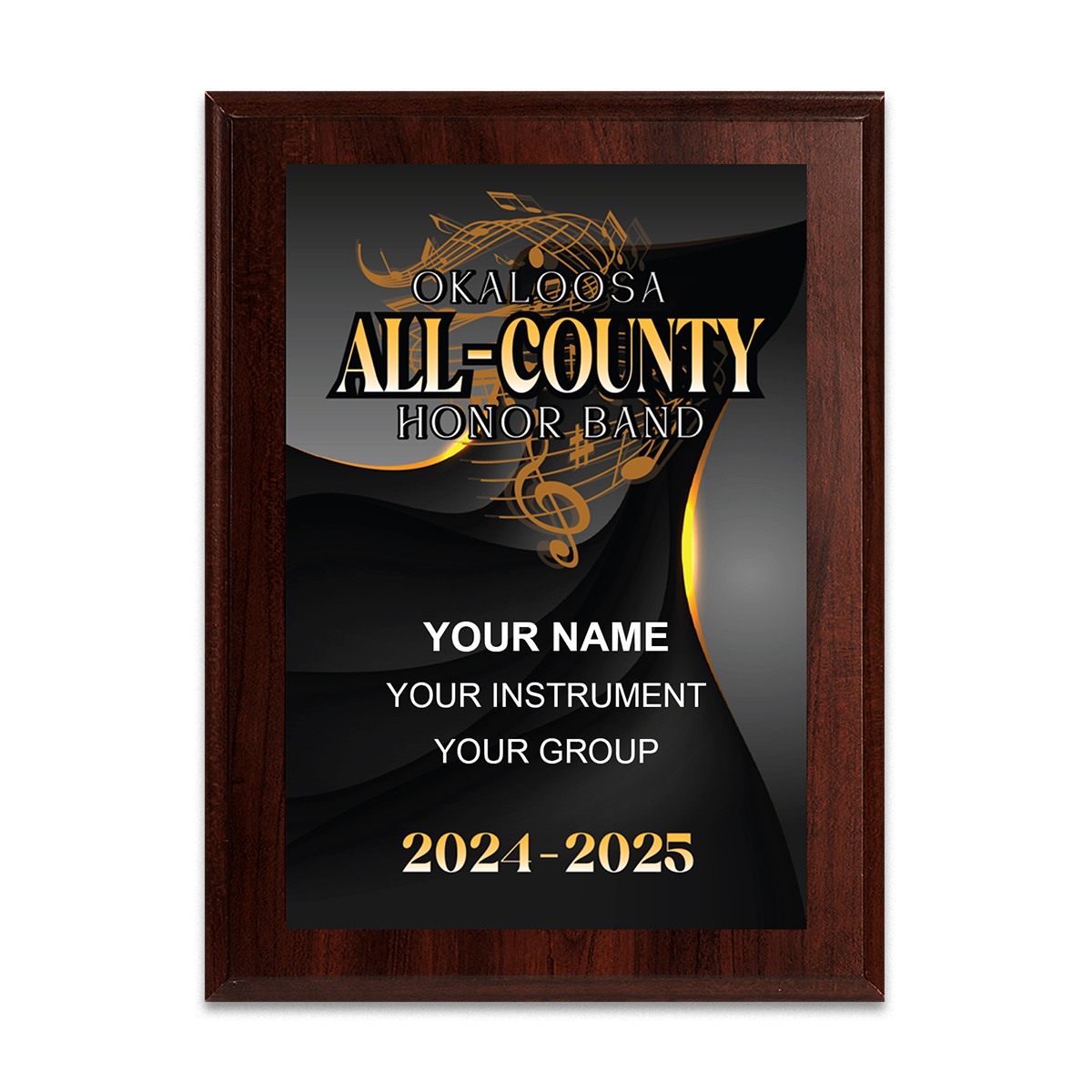 2024-2025 Okaloosa All-County Honor Bands 6x8 Plaque