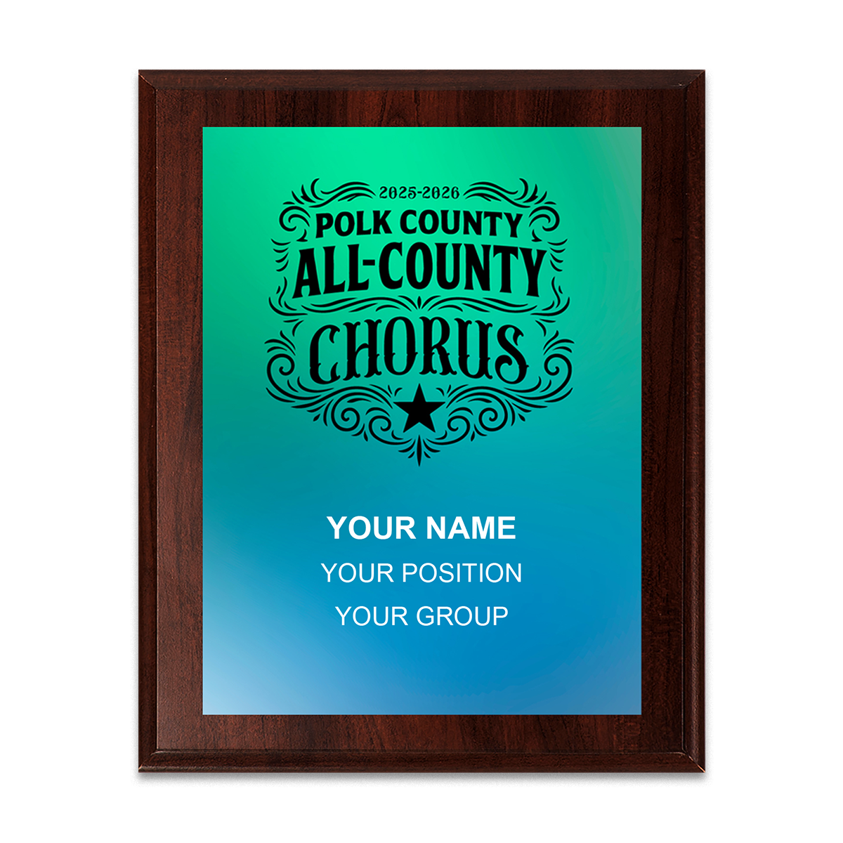 2025-2026 Polk County All-County Chorus 6x8 Plaque
