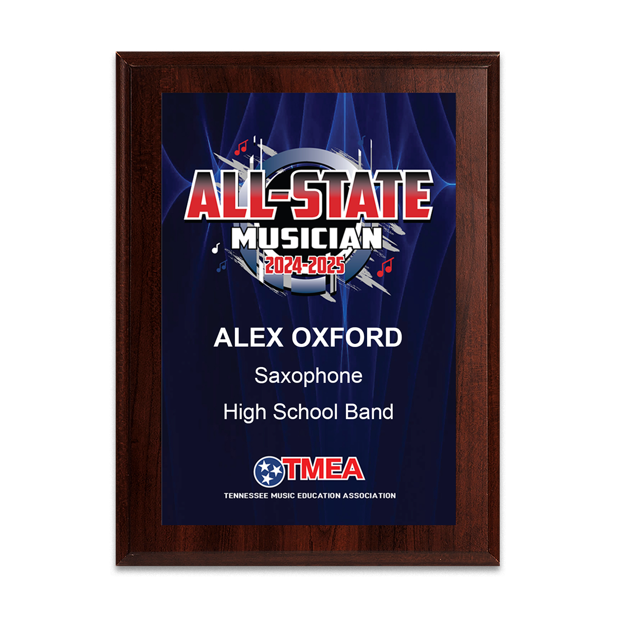 2025 TnMEA All-State Concerts 8x10 Plaque