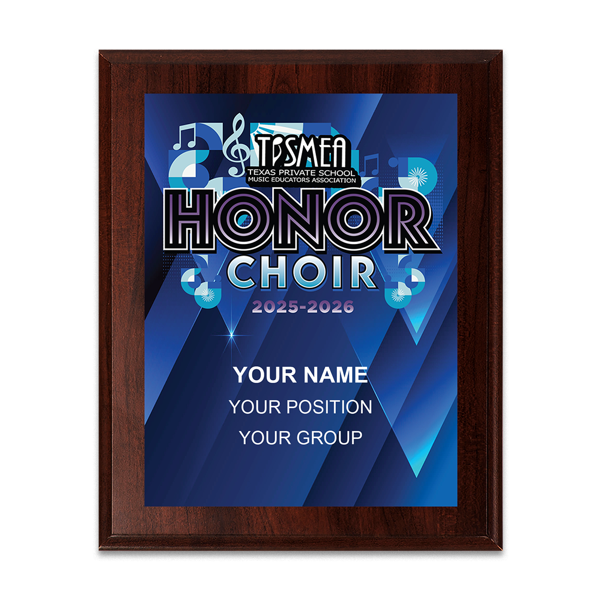 2025-2026 TPSMEA Honor Choir 6x8 Plaque