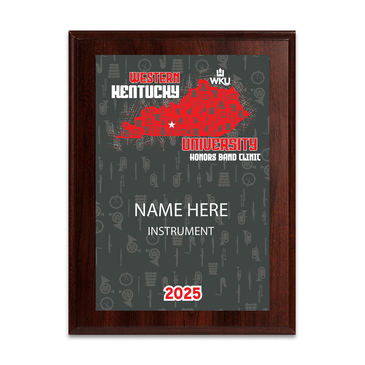 2025 Western Kentucky University Honors Band Clinic 6x8 Plaque