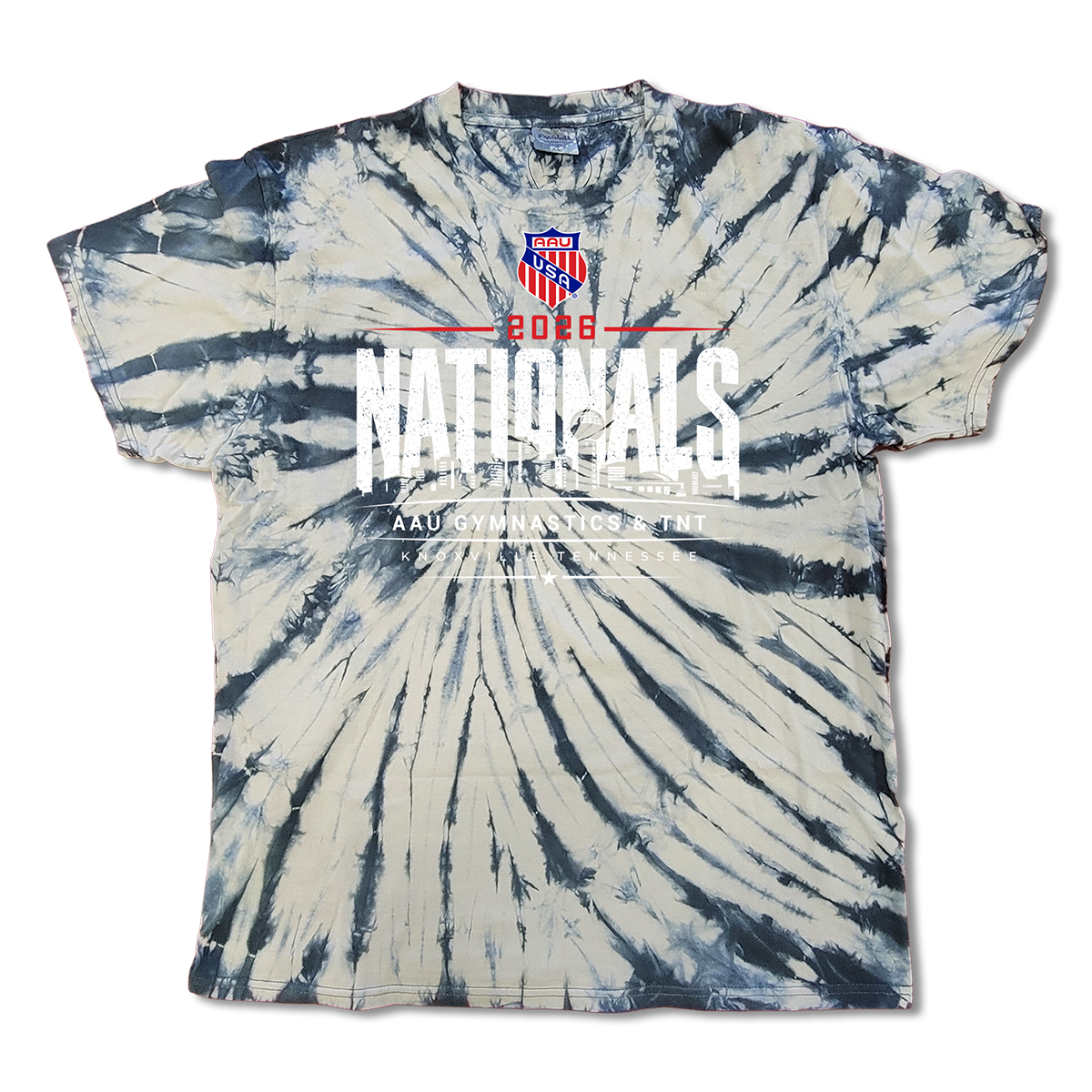 2026 AAU Gymnastics & TNT Nationals Skyline Tie-Dye T-Shirt (Black)