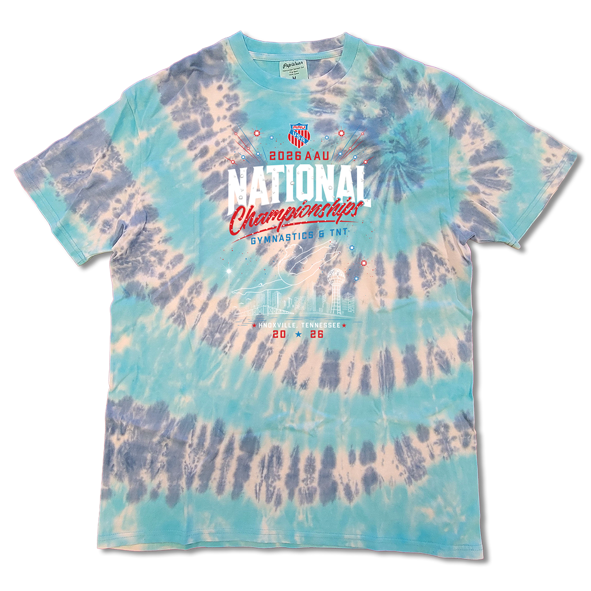 2026 AAU Gymnastics & TNT Nationals Tie-Dye T-Shirt (Aqua)
