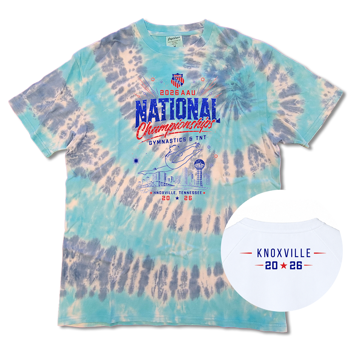 2026 AAU Gymnastics & TNT Nationals Tie-Dye T-Shirt (Aqua)