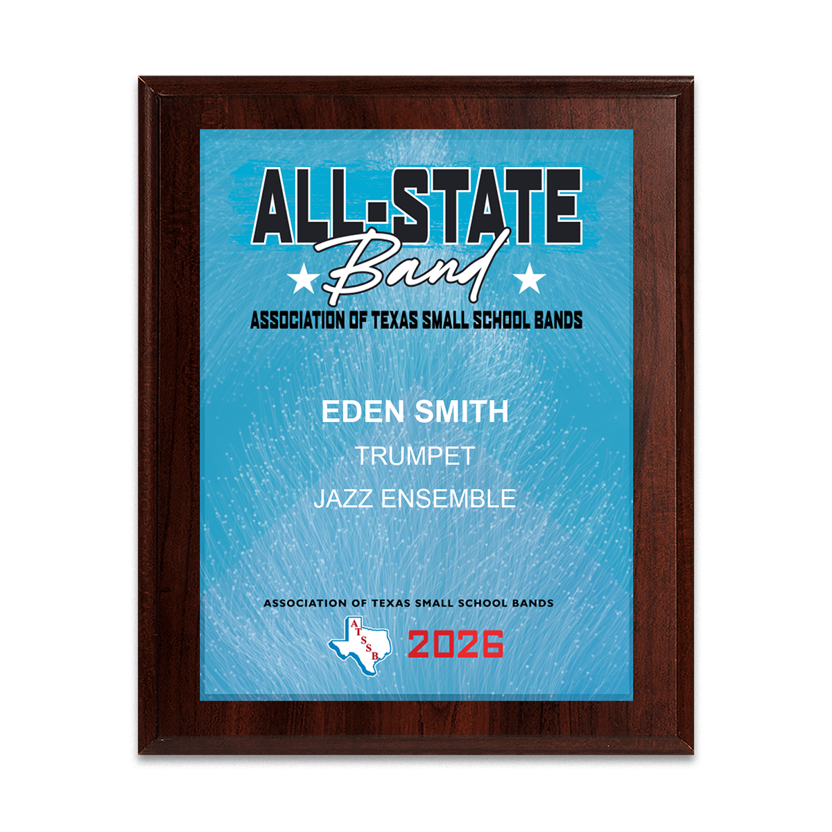 2026 ATSSB All-State Band 8x10 Plaque
