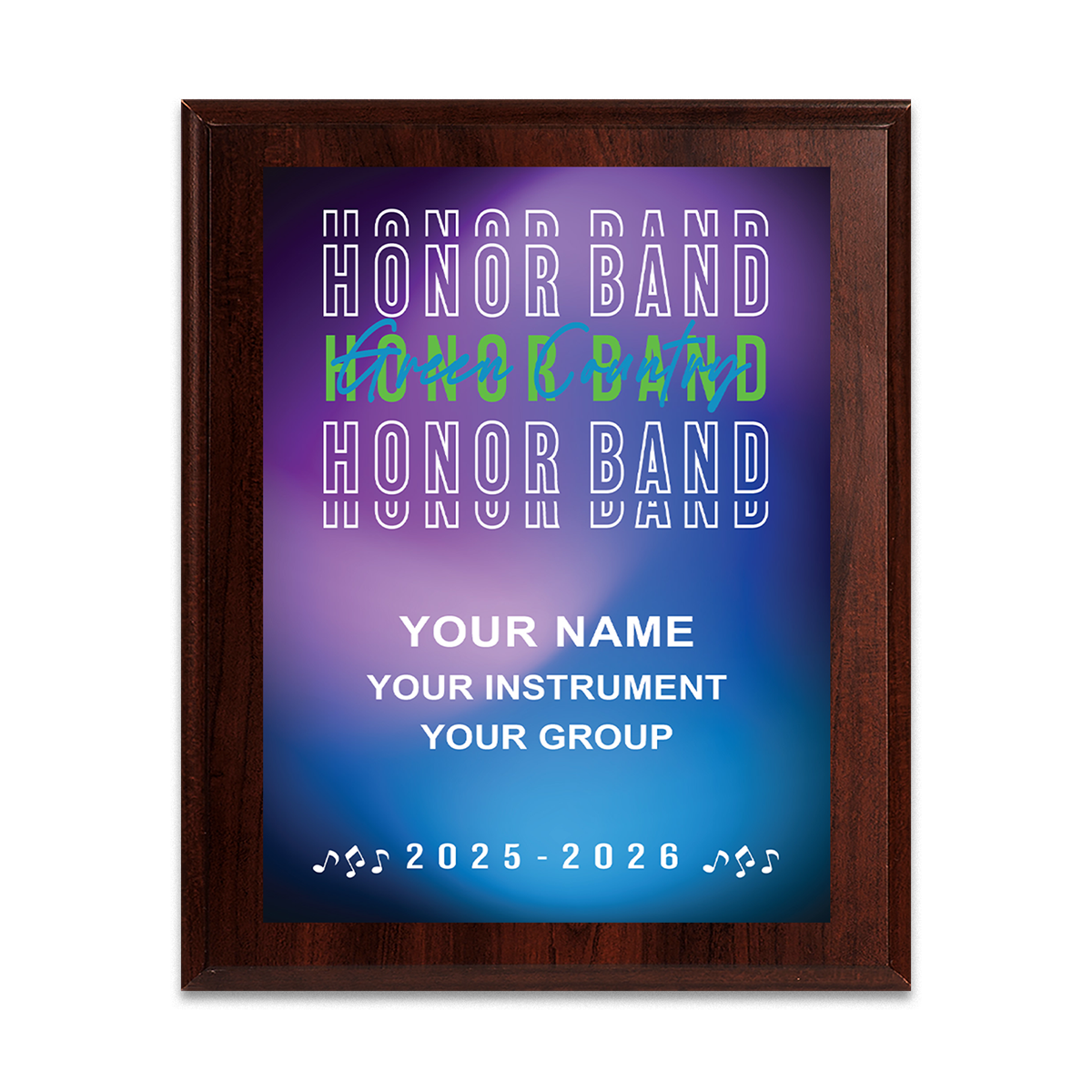 2025-2026 Green Country Honor Band 6x8 Plaque